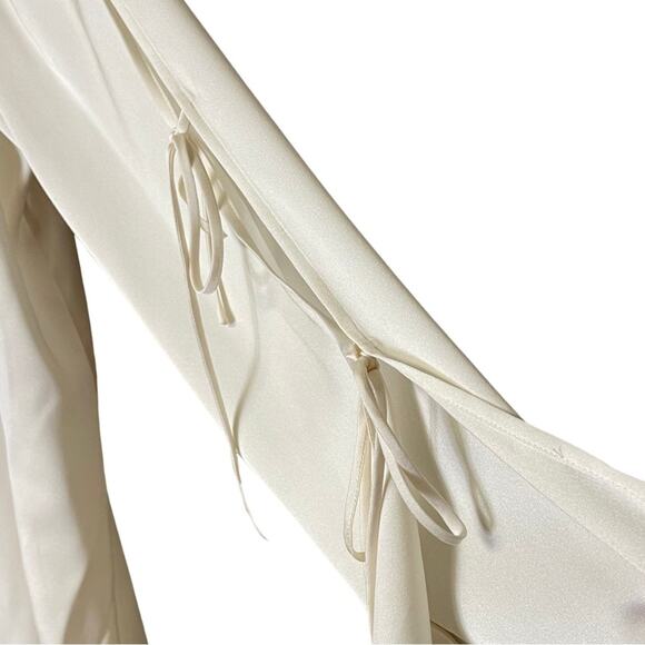BOSS by Hugo Boss cream blouse sleeve ties detail office professional size 14 - Picture 3 of 5